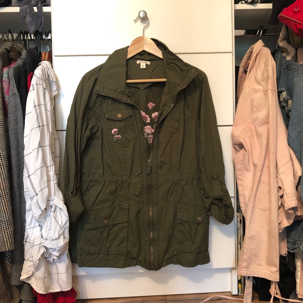 Army Green jacket with Embroidery